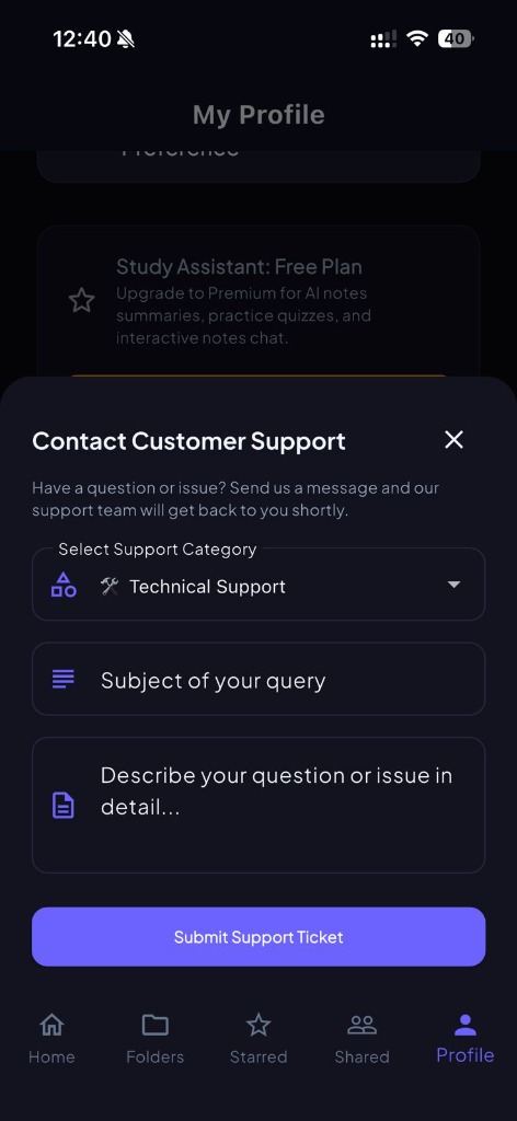 Support Screen